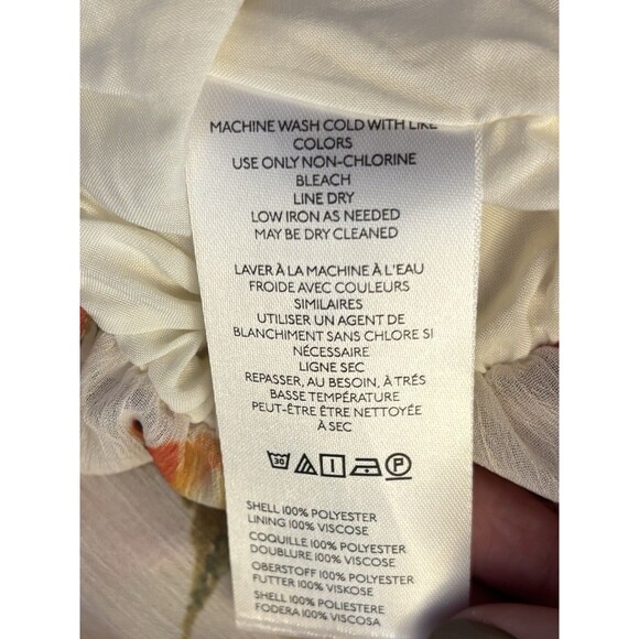 ANTHROPOLOGIE Babydoll Balloon Top Women Medium Floral Chiffon Square Neck Crop - Picture 10 of 12